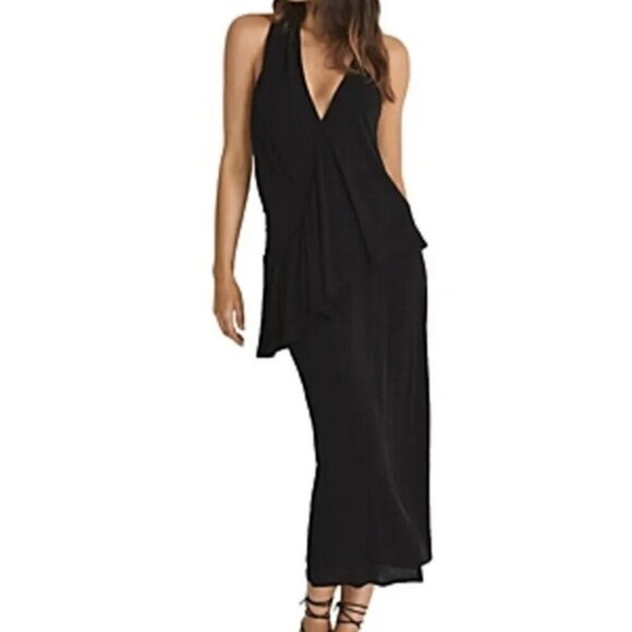 Reiss Black Xena Asymmetric Maxi Dress - Picture 1 of 2